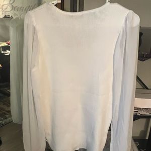White blouse with sheer long nylon sleeve